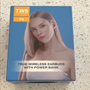TWS F9 True Wireless Earbuds with Power Bank - Black